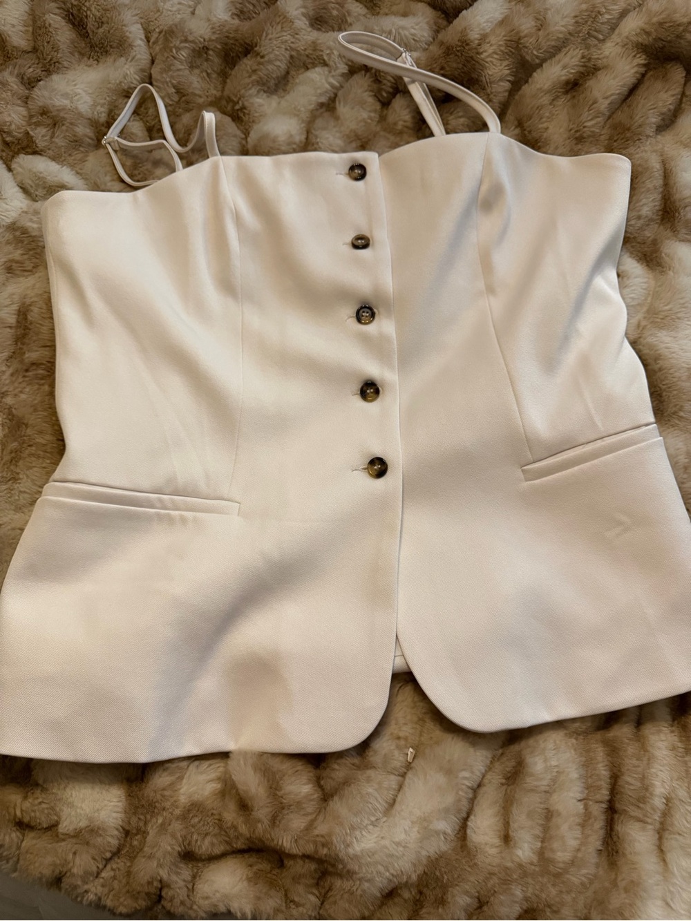 Ivory Strapless Button-Front Women's Topper Vest